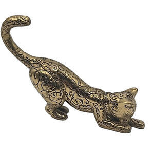 Vtg Franklin Mint Curio Cabinet Cat‎ Collection Figurine Asian 1986 Brass Etched
